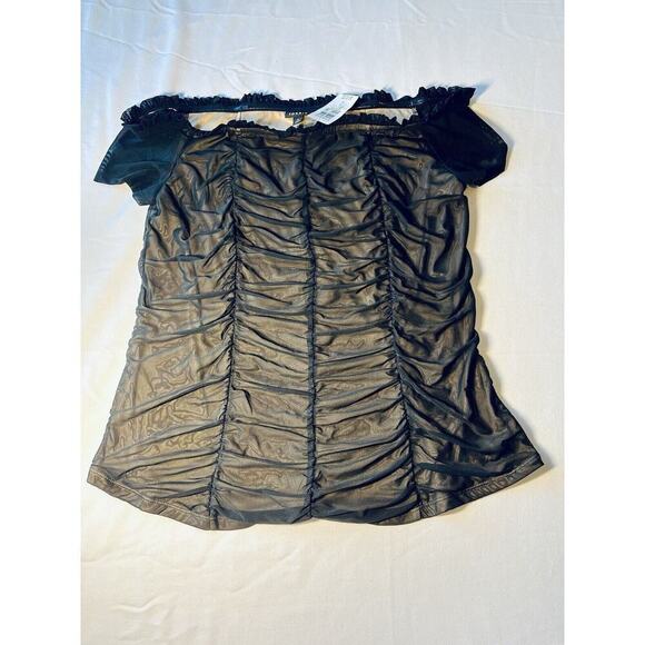 NWT Torrid Black Rouched Blouse Top Off Shoulder SZ LG 12 Dressy Witchy Core - Picture 5 of 10